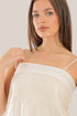 short top with tiny pleats and thin adjustable straps
